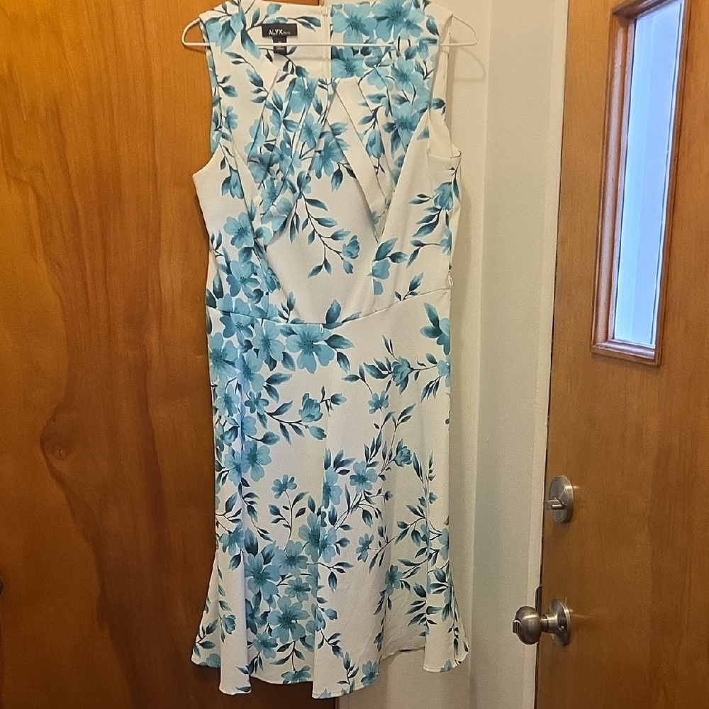 Alyx White and Blue Floral Midi Dress